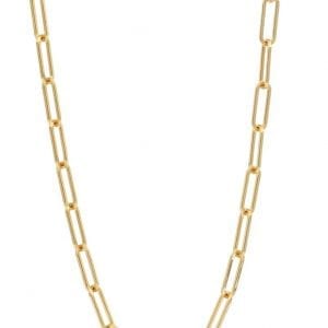 24k Gold Large Link Plated Fine Silver Paperclip Necklace