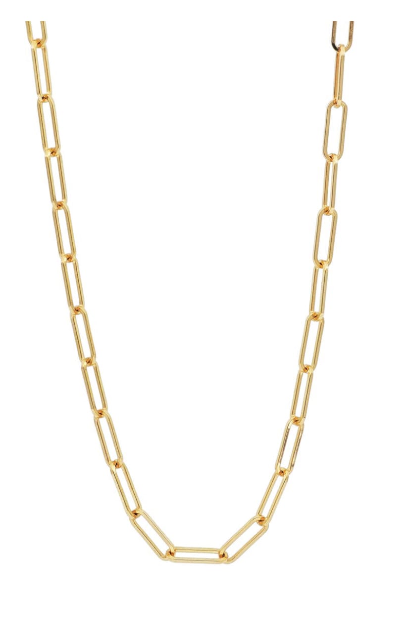 24k Gold Large Link Plated Fine Silver Paperclip Necklace