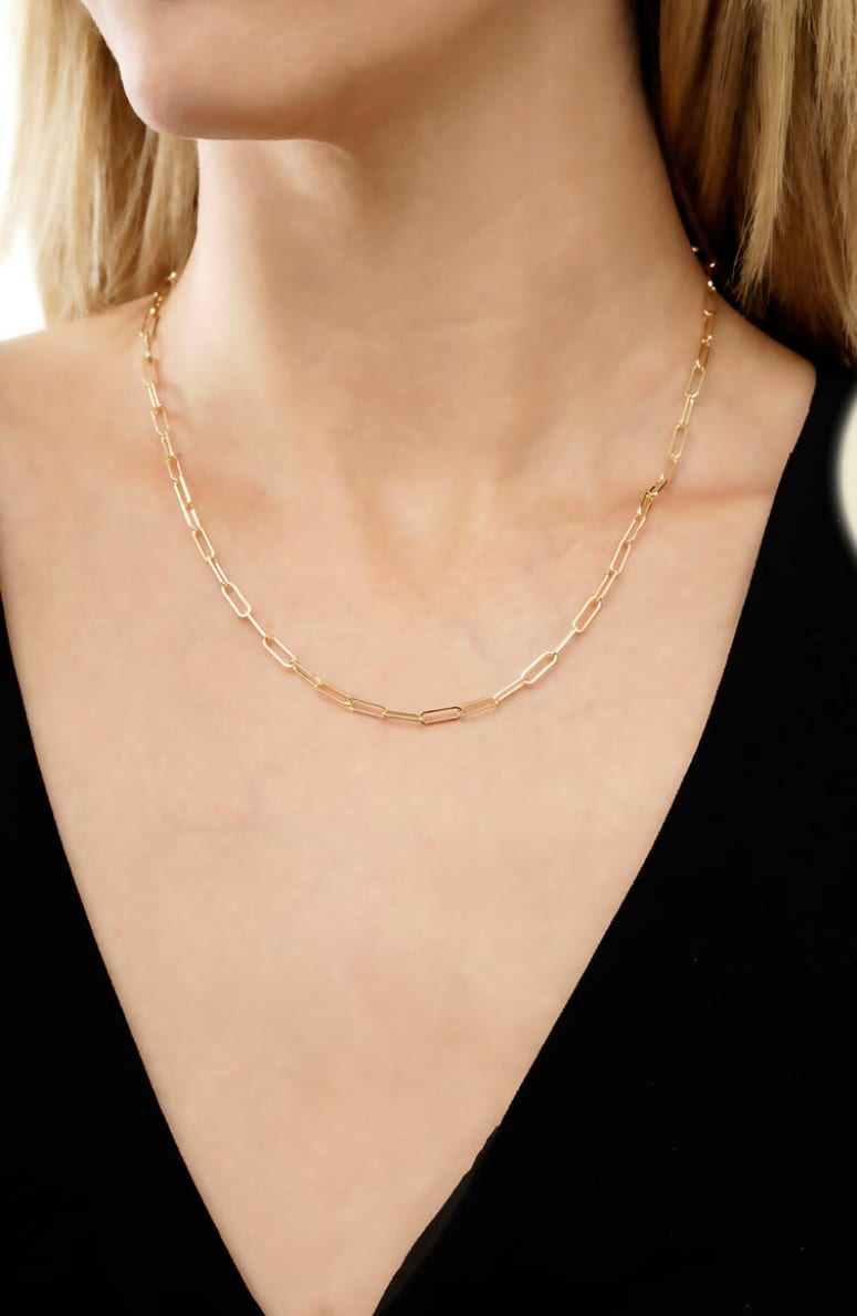 24k Gold Large Link Plated Fine Silver Paperclip Necklace - Image 2