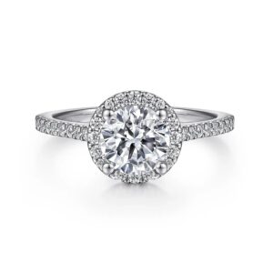 14K White Gold Round Halo Diamond Engagement Ring