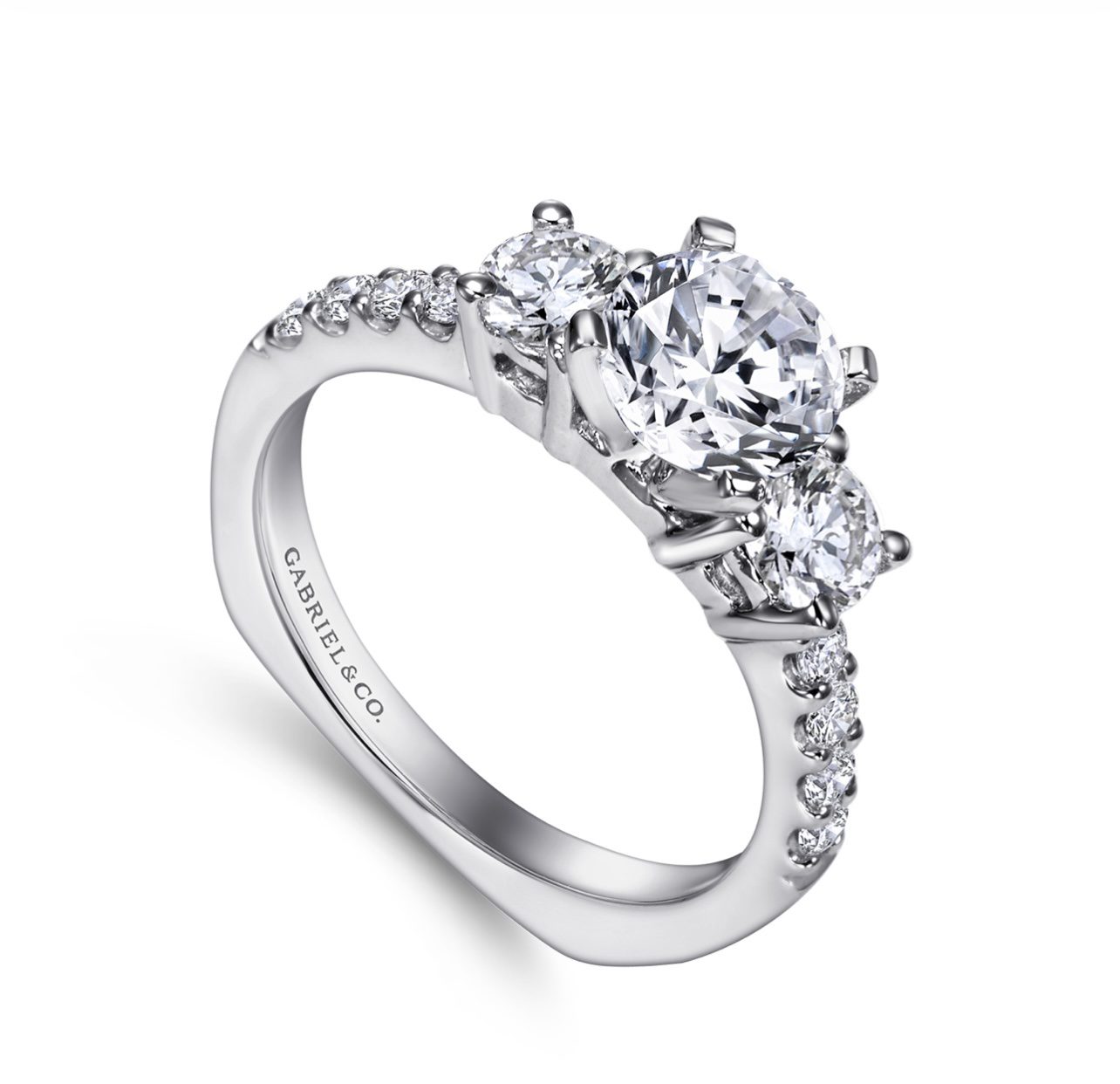 Platinum Solitaire Diamond Engagement Ring with Baguettes – Long's Jewelers