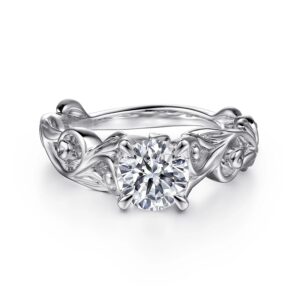 14K White Gold Split Shank Round Diamond Engagement Ring