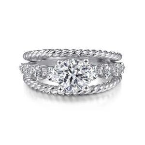 14K White Gold Round Diamond Engagement Ring