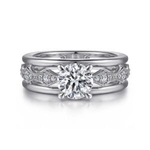 14K White Gold Round Diamond Engagement Ring