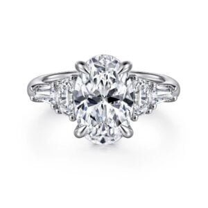 18K White Gold Oval Cut Five Stone Diamond Engagement Ring