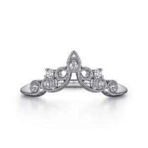 Platinum Curved Filigree Diamond Ring - 0.05 ct