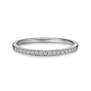 Platinum Shared Prong Set Diamond Wedding Band - 0.1 ct