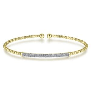 14K Yellow Gold Bujukan Diamond Bar Split Bangle