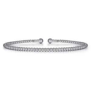 Split 14K White Gold Beaded Bujukan Bangle