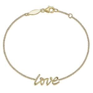 14K Yellow Gold LOVE Chain Bracelet