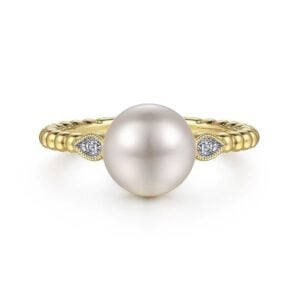 14K Yellow Gold Diamond and Pearl Bujukan Ring