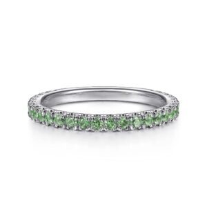 14K White Gold Emerald Stacklable Ring