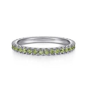 14K White Gold Peridot Stackable Ring