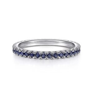 14K White Gold Sapphire Stackable Ring