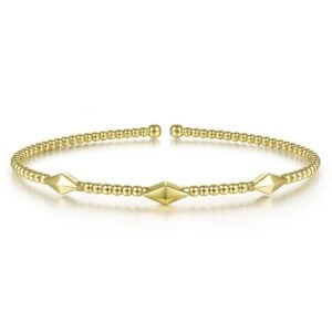 14K Yellow Gold Bujukan Pyramid Stations Bangle