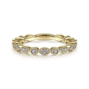 14K Yellow Gold Marquise and Round Station Diamond Ring