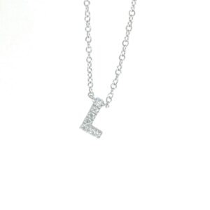 14K White Gold Diamond Initial "L" Pendant Necklace