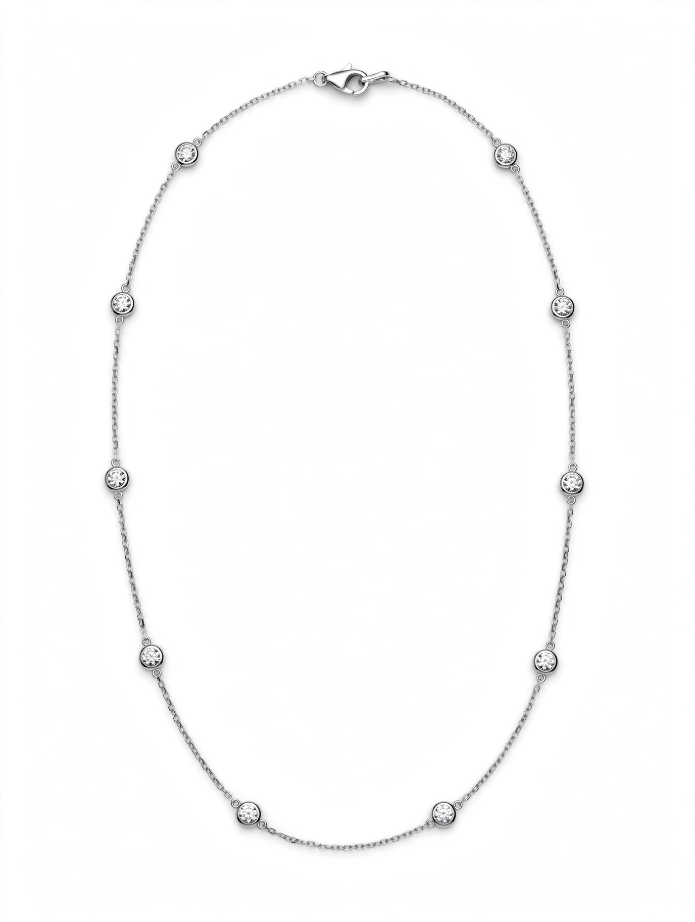 14K White Gold Diamonds by the Yard Necklace