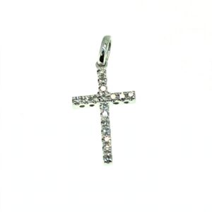 14K White Gold Diamond Cross Pendant