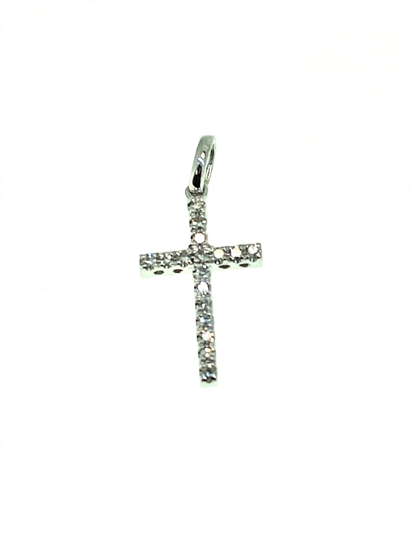 14K White Gold Diamond Cross Pendant