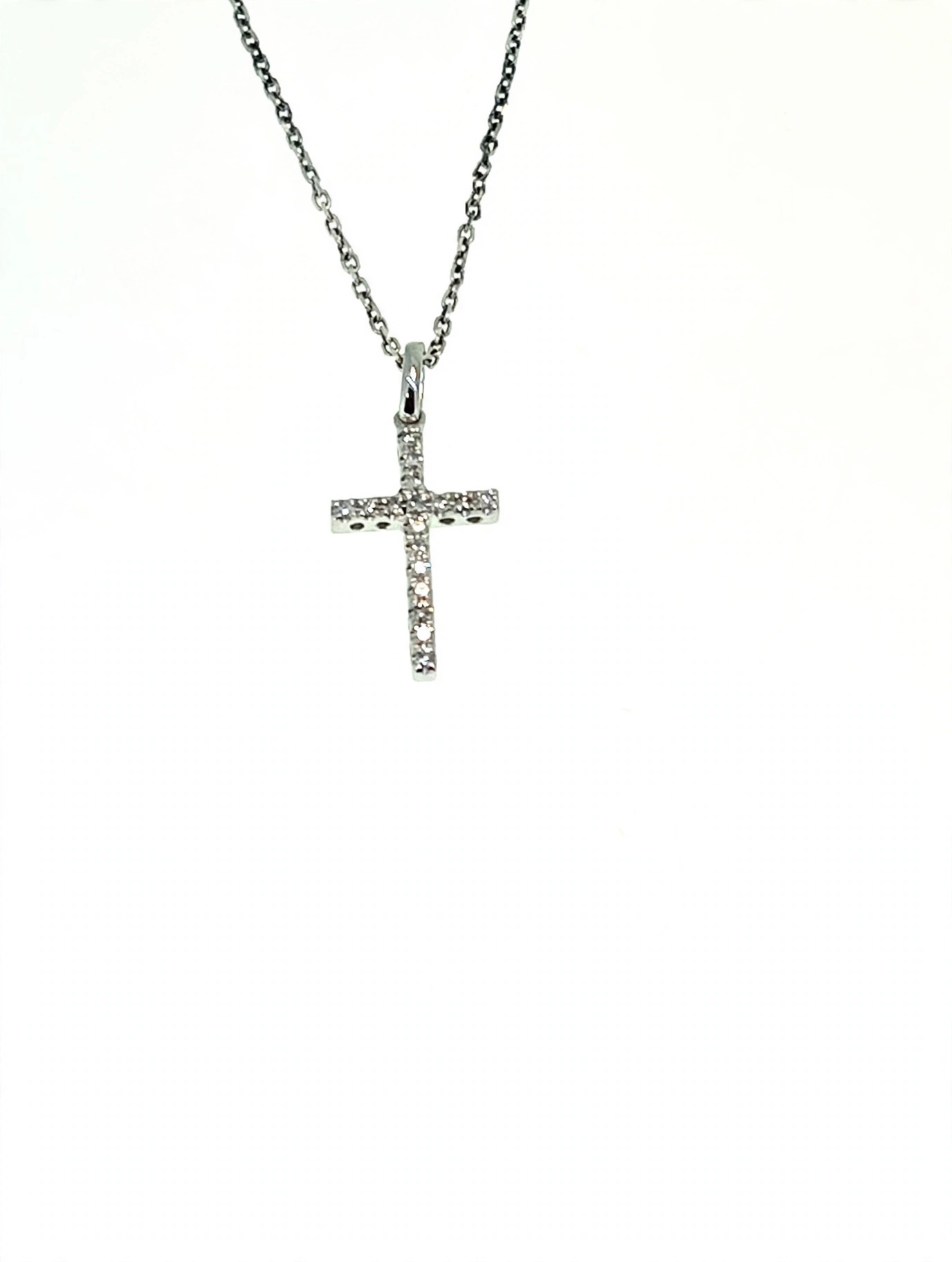 14K White Gold Diamond Cross Pendant - Image 2