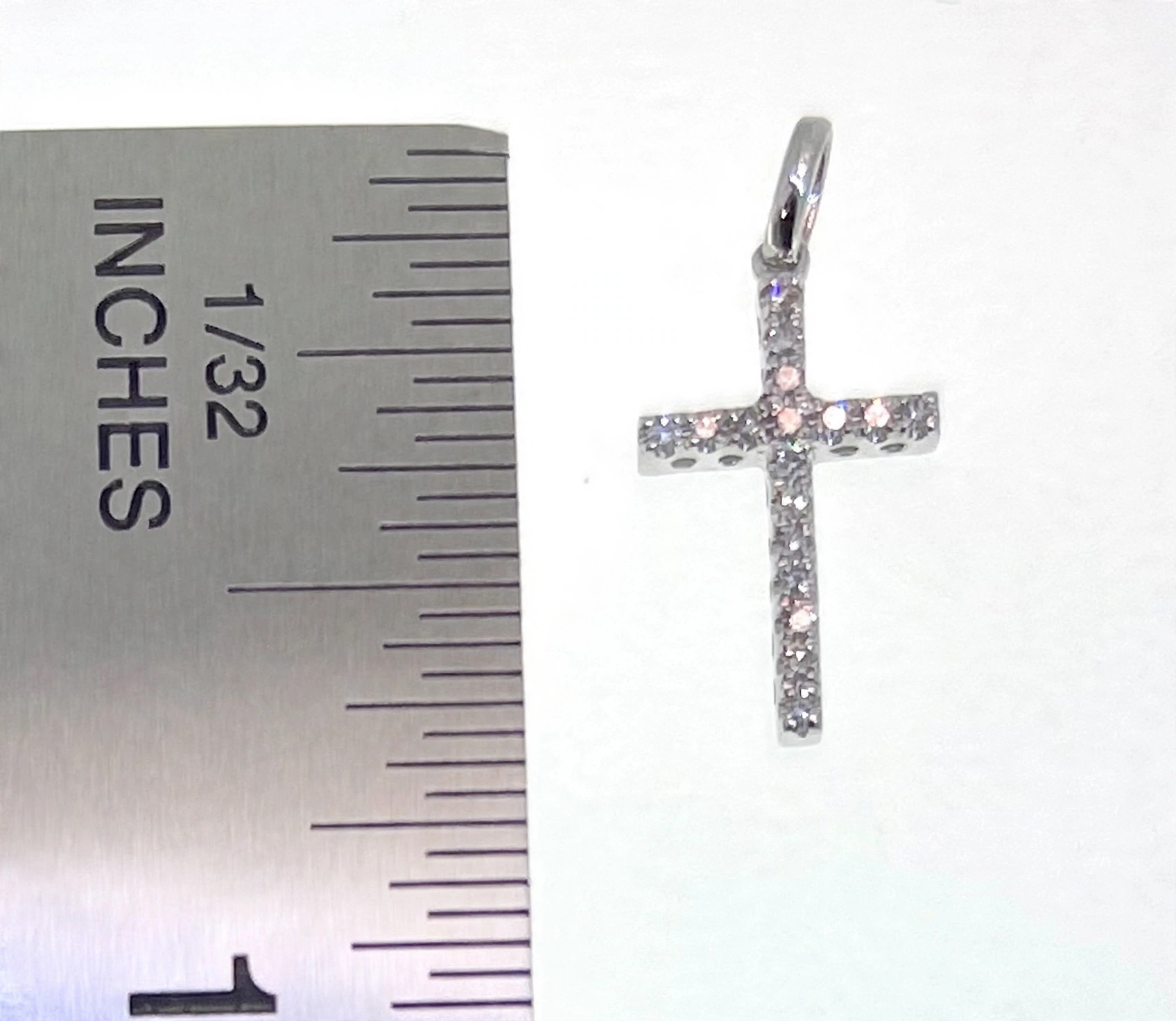 14K White Gold Diamond Cross Pendant - Image 3