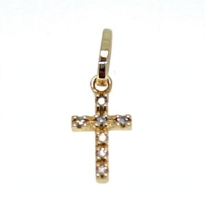14K Yellow Gold Diamond Cross Pendant