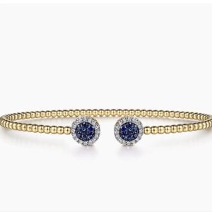 Gabriel NY 14K Yellow Gold Bujukan Sapphire and Diamond Bangle