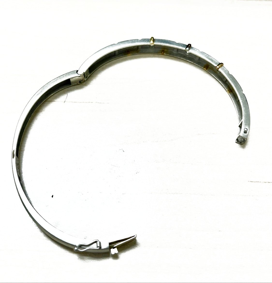 Estate 18K White Gold Satin Bracelet with Yellow Gold Accents - Image 3