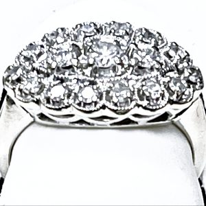 Estate 14K White Gold Vintage Diamond Cluster Ring