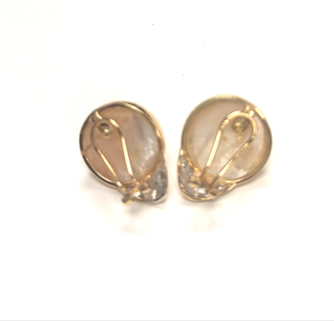 Estate 14K Yellow Gold Baroque Pearl Earrings with Diamond Accents - Image 2
