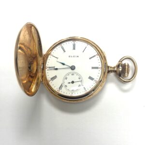 Estate 14K Gold Elgin Mini Pocket Watch with Diamond