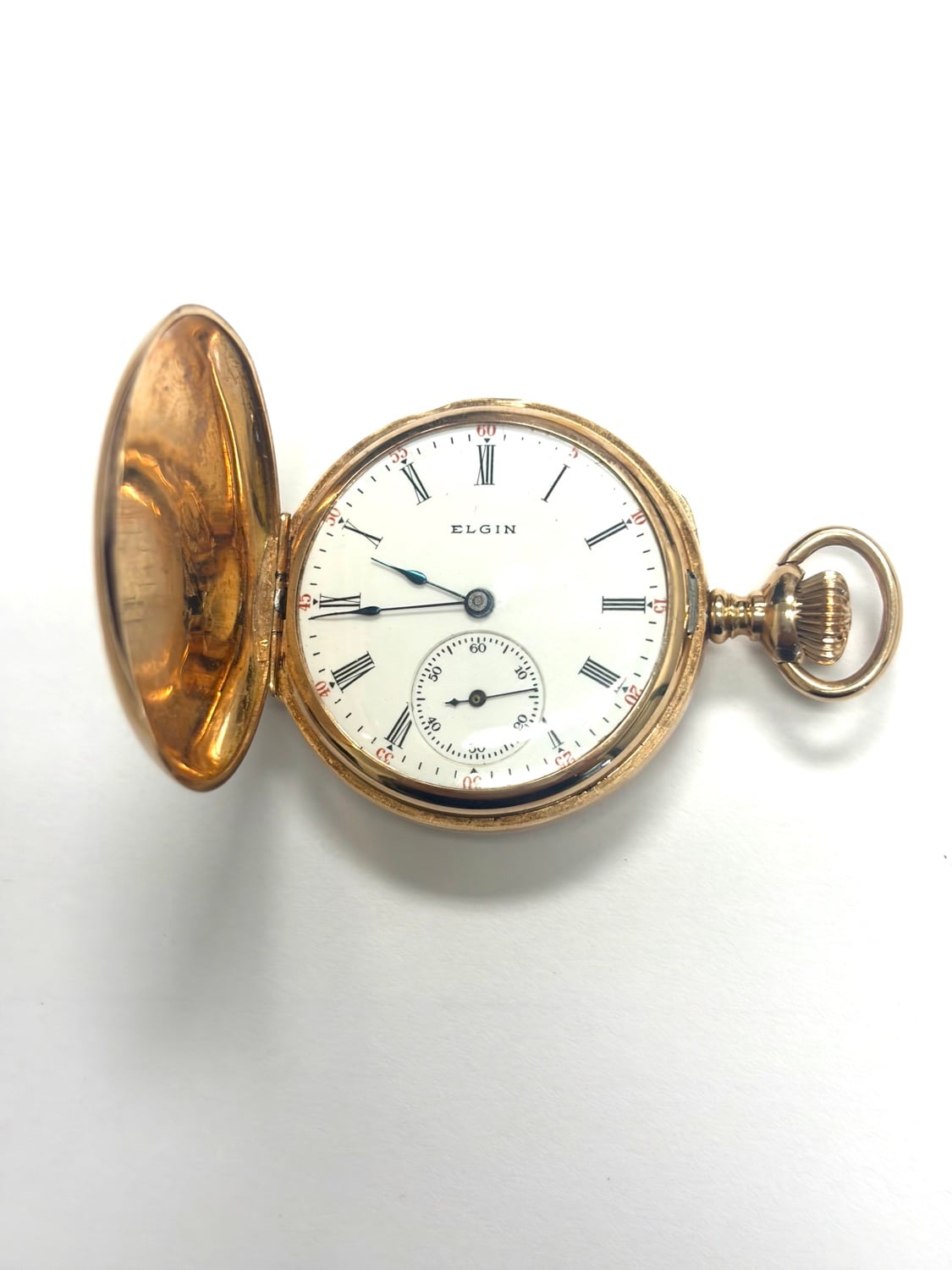 Estate 14K Gold Elgin Mini Pocket Watch with Diamond