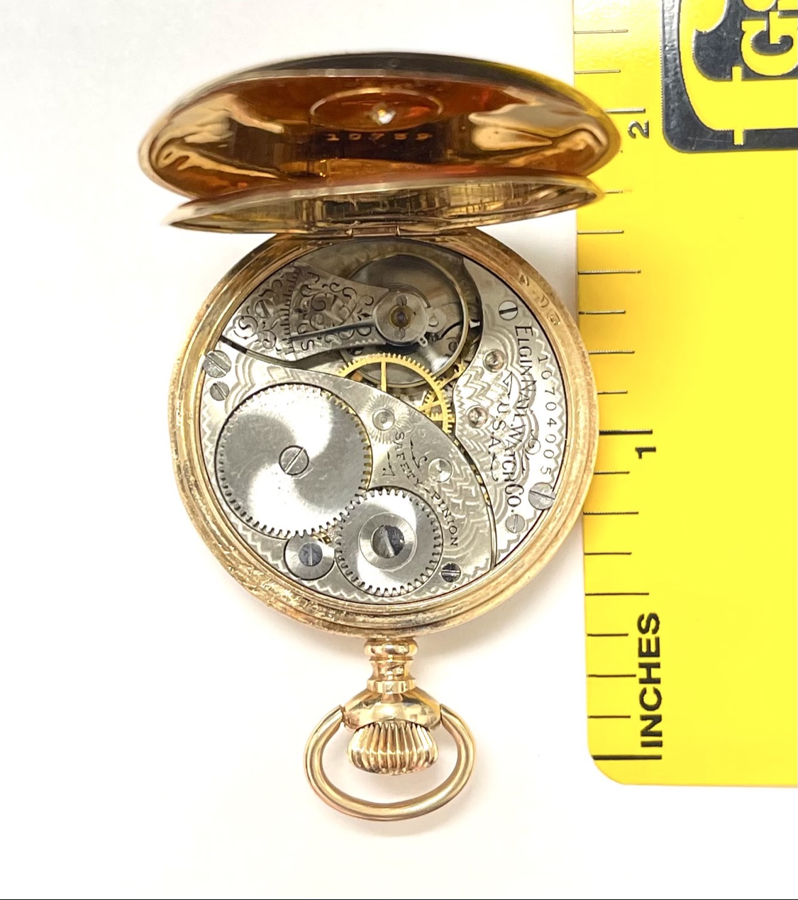 Estate 14K Gold Elgin Mini Pocket Watch with Diamond - Image 3