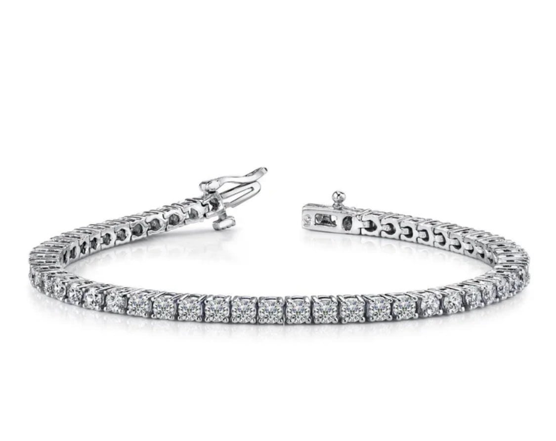 14K White Gold 3.0 Carat Lab Grown Diamond Tennis Bracelet