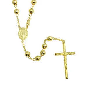 Gold Plated Silver Diamond Cut Rosary Necklace