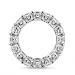 14K White Gold Asscher Moissanite Eternity Ring