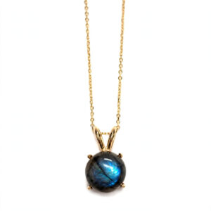 14K Yellow Gold Round Ammonite Pendant Necklace