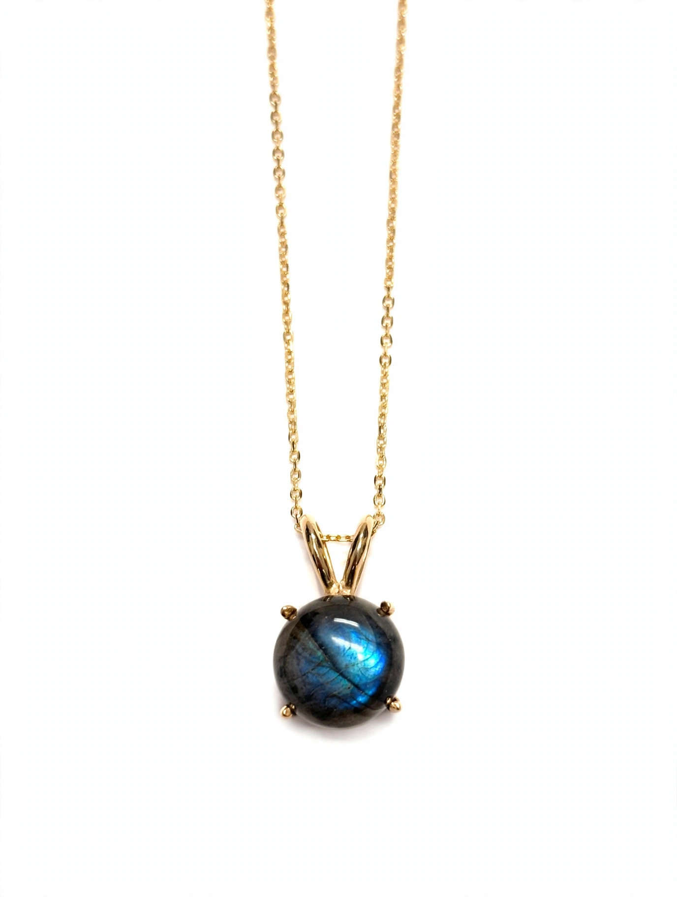 14K Yellow Gold Round Ammonite Pendant Necklace