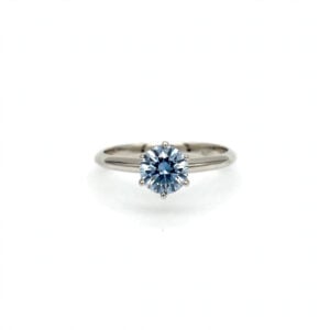 14K White Gold Blue Moissanite Solitaire Ring