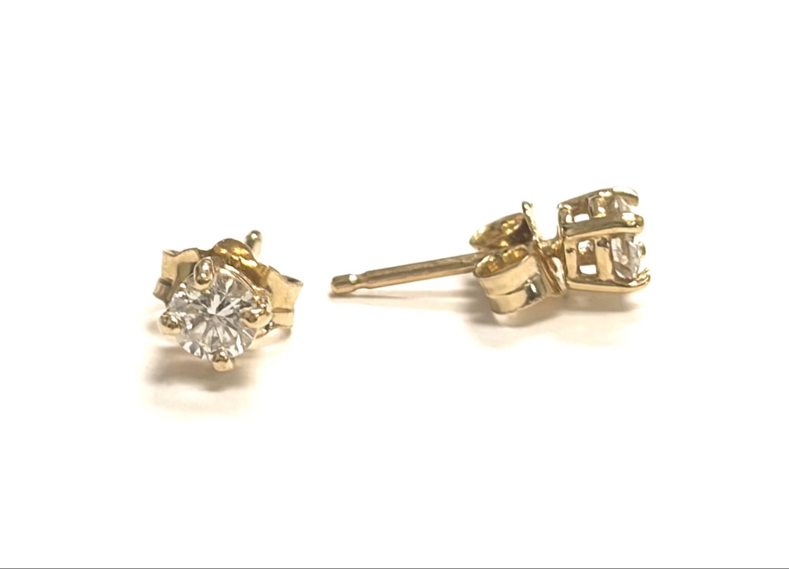 14K Yellow Gold .25 CTW Diamond Stud Earrings - Image 2