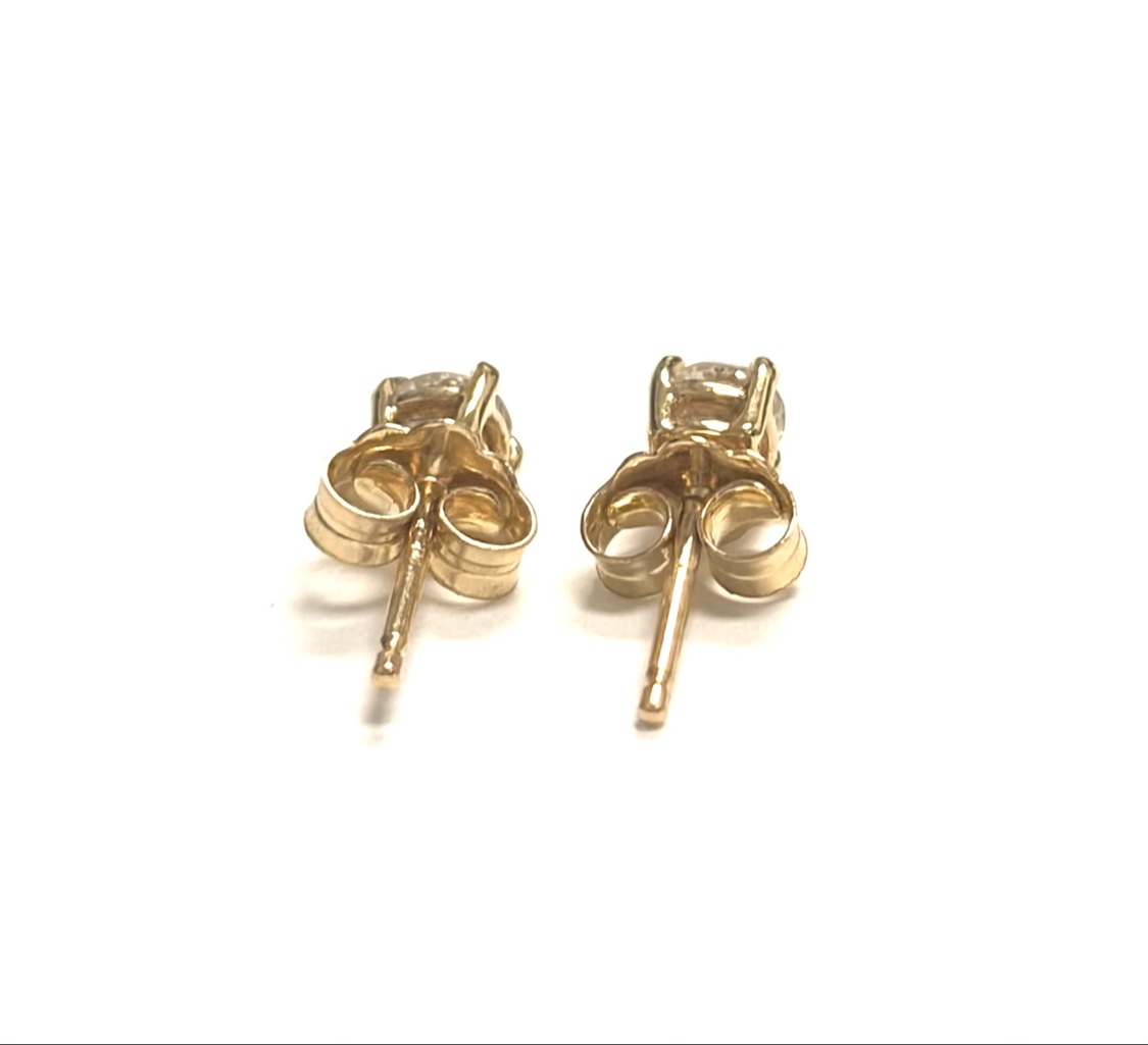 14K Yellow Gold .25 CTW Diamond Stud Earrings - Image 3