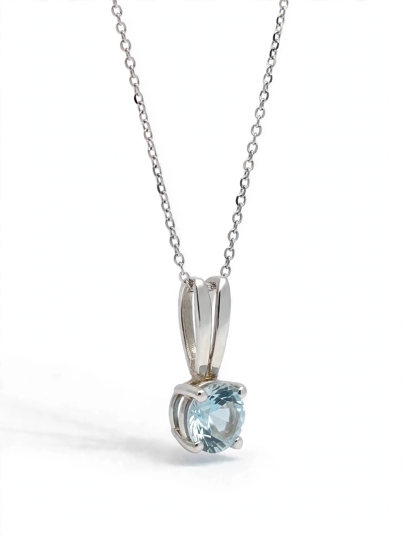 14K White Gold Aquamarine Pendant Necklace - Image 2