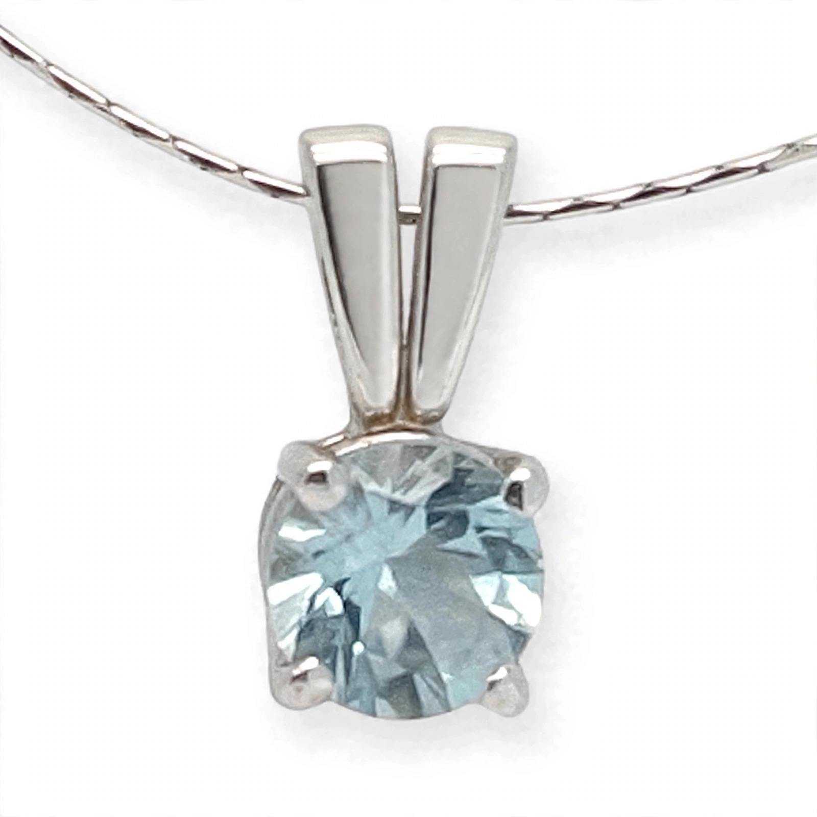 14K White Gold Aquamarine Pendant Necklace - Image 3