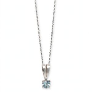 14K White Gold Aquamarine Pendant Necklace