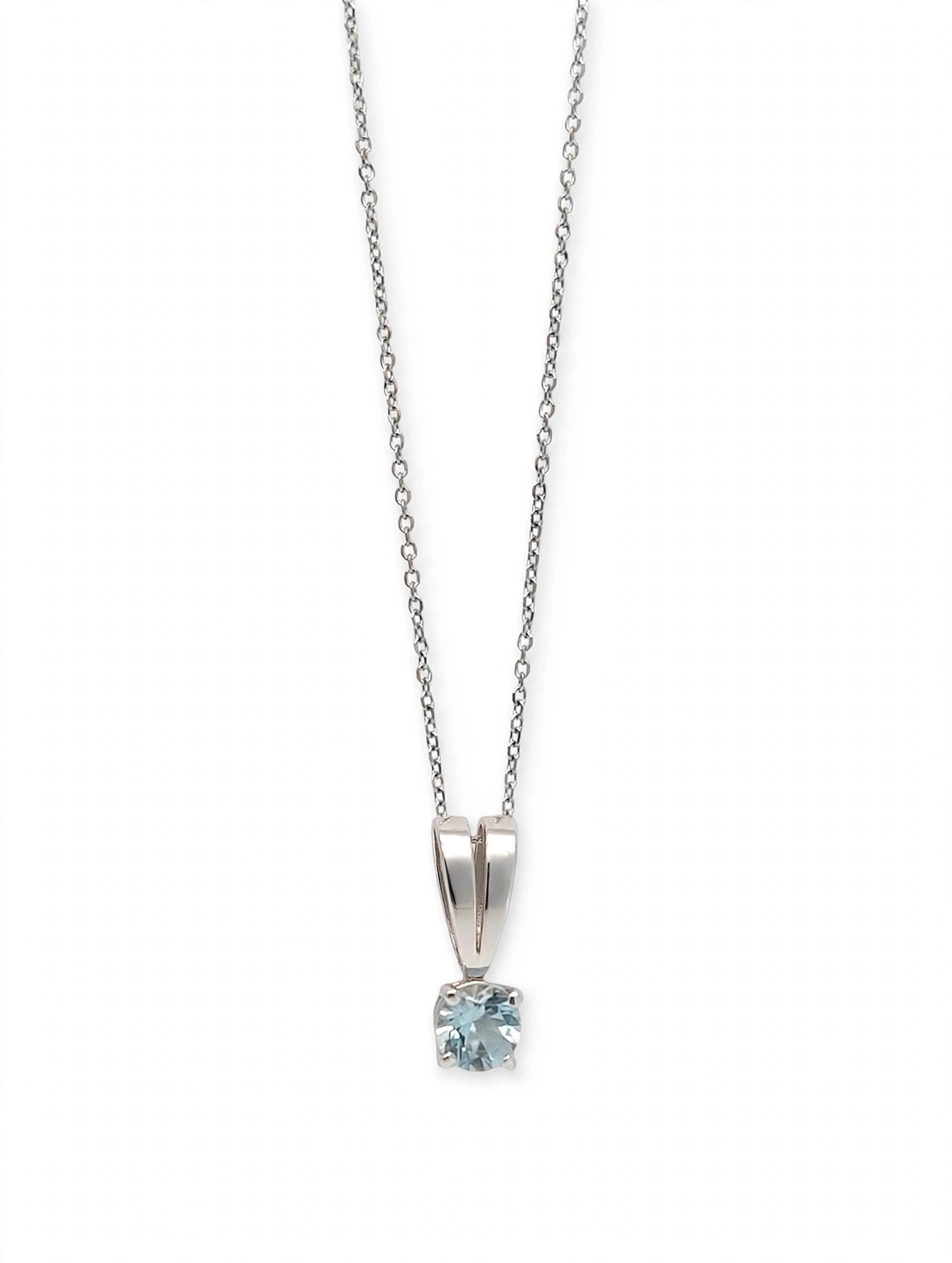 14K White Gold Aquamarine Pendant Necklace
