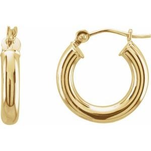 14K Gold Tube Hoop Earrings — 15 mm to 48 mm (3 mm width)