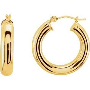 14K Gold Tube Hoop Earrings — 20 mm to 40 mm (4 mm width)