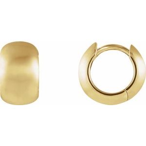 14K Gold Hinged Hoop Earrings — 11.5 mm to 15 mm