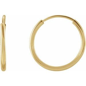 14K Gold Flexible Endless Tube Hoop Earrings — 10 mm to 30 mm (1 mm width)